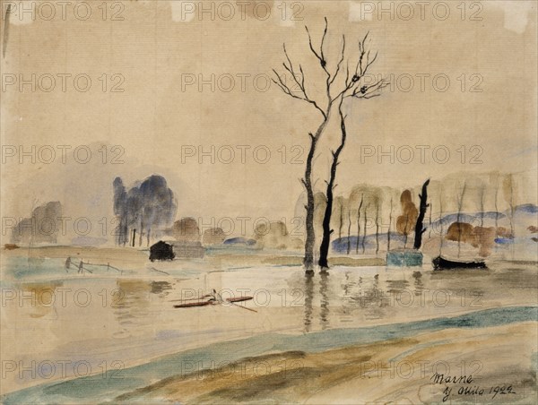 View of the river Marne, 1922. Creator: Yrjö Aleksander Ollila.