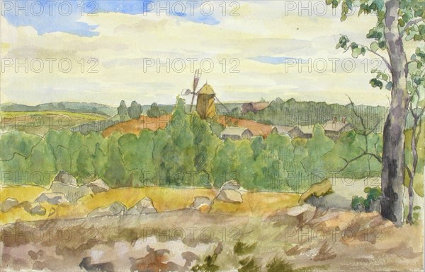 Landscape Study with Windmill. Creator: Maria Wiik.