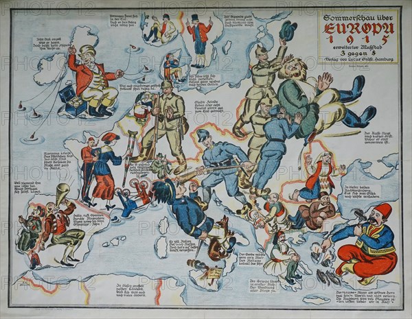 Summer Show over Europe 1915. European satirical map, 1915. Creator: Anonymous.