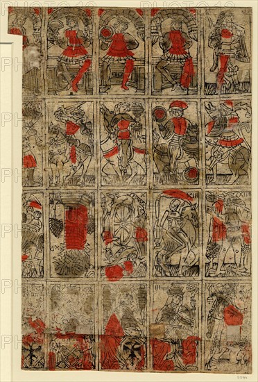 Tarocchi Cards (The Budapest Sheet of Tarot Playing Cards) , c 1500. Creator: Anonymous.