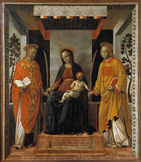 Virgin with Child between Saints Faustinus and Jovita, c 1502-1507. Creator: Foppa, Vincenzo (active 1456-1516).