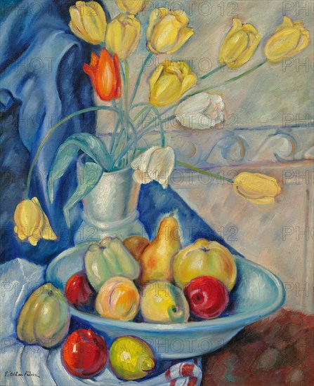 Still life with fruits and tulips, 1927-1928. Creator: Friesz, Achille-Emile-Othon (1879-1949).