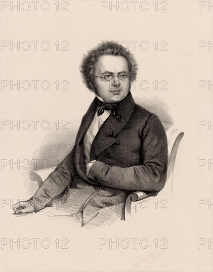 Portrait of Franz Schubert (1797-1828), c 1840. Creator: Hoffmann, Rudolf (1820-1882).