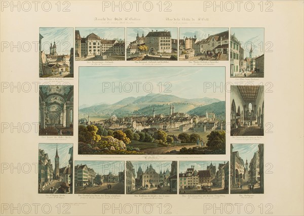 View of the city of St. Gallen, 1832-1833. Creator: Isenring, Johann Baptist (1796-1860).