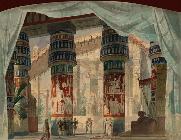 The Temple of Isis. Stage design for Act III of the Opera "Mosè in Egitto" by Gioacchino..., c1863. Creator: Moynet, Jean-Pierre (1819-1876).