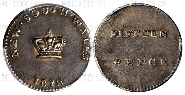 15 Pence, George III, Dump, New South Wales, 1813. Creator: Numismatic, West European Coins  .