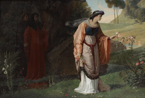 Dante and Virgil meet Matelda (Purgatorio 28), 1870. Creator: Schönbrunner, Karl (1832-1877).