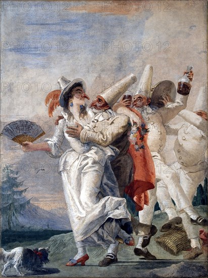 Pulcinella innamorato (Pulcinella in Love) , 1791. Creator: Tiepolo, Giandomenico (1727-1804).