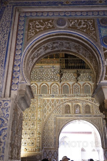 Interior of the Royal Alcazar of Seville, the royal palace prevously a citadel, Spain, 2023. Creator: Ethel Davies.