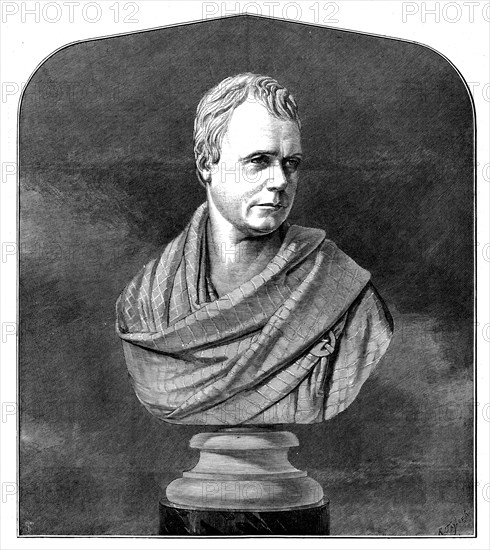 The Scott Centenary - Sir Walter Scott, from the bust by Chantrey, 1871. Creator: Unknown.