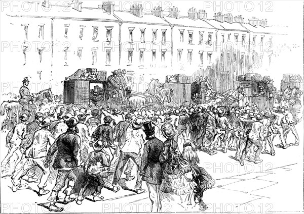 The engineers' strike at Newcastle: arrival of foreign workmen, 1871. Creator: Unknown.