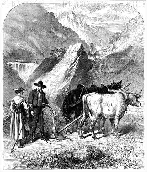 Agriculture in the Dora Valley, Mont Cenis Railway, 1871. Creator: Unknown.