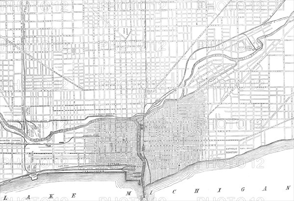 The Great Fire at Chicago: plan showing the extent of the fire, 1871. Creator: Unknown.