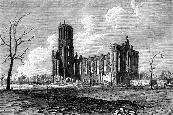 Ruins of Chicago after the Fire: Catholic College, 1871. Creator: Unknown.