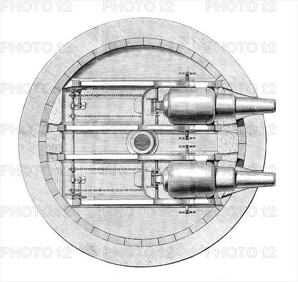 Plan of Captain Scott's turret gun-carriage in the Glatton, 1871. Creator: Unknown.