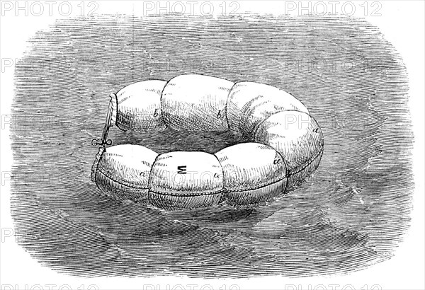 Rear-Admiral Ryder's floating hammocks for saving life at sea, 1871. Creator: Unknown.