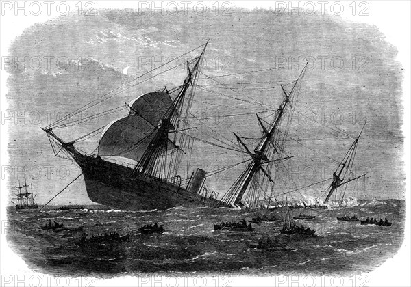 Wreck of the mail steam-ship Rangoon at Galle - the Rangoon sinking..., 1871 Creator: Unknown.