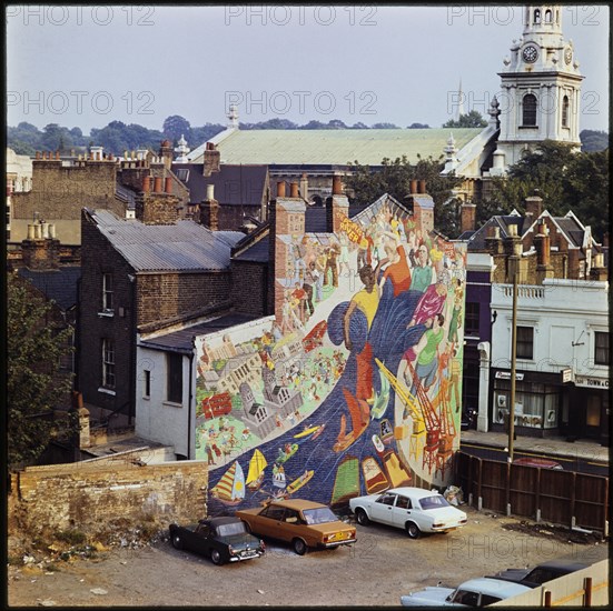 People's River Mural, Creek Road, Greenwich, Greater London Authority, 1975-1985. Creator: Leonard Robin Mattock.