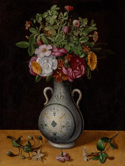 Bouquet of Flowers in a Two-Handled Vase, early 1560s. Creator: Ludger Tom Ring the Younger.