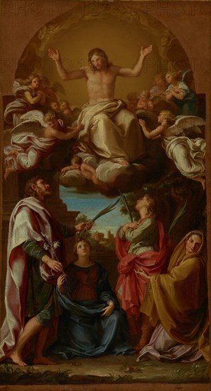 Christ in Glory with Saints Celsus, Julian, Marcionilla and Basilissa, 1736-1737. Creator: Pompeo Batoni.