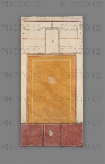 Frescoed Wall with White Ground and Yellow Center Panel, A.D. 50-79. Creator: Unknown.