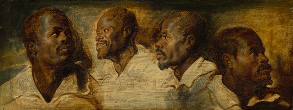 Four Studies of a Male Head, about 1617-1620. Creator: Workshop of Peter Paul Rubens.