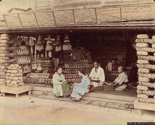 A Shoe Store, 1870s-1890s. Creator: Kusakabe Kimbei.