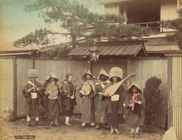 Japanese Musicians, 1870s-1890s. Creator: Kusakabe Kimbei.