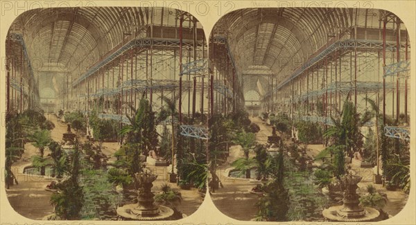 Crystal Palace; General View of The Nave, looking towards the South, taken from the Gallery, 1850s Creator: London Stereoscopic & Photographic Co.