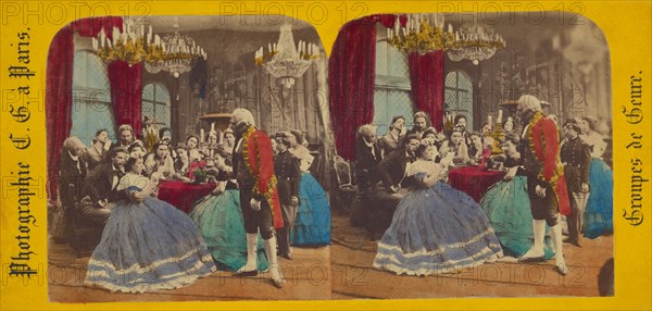 Groupes de Genre: people in costumes, 1860s. Creator: Charles Gerard.