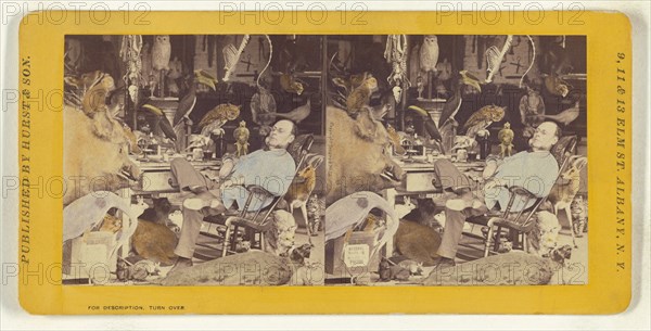 The Taxidermists' after-dinner dream. \We thought all nature subservient to our will.\, 1870. Creator: Eugene S. M. Haines.