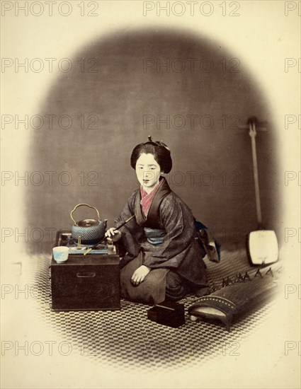 Young Lady, with Pipe, 1866-1867. Creator: Felice Beato.