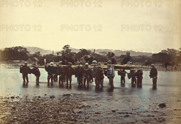 The Ford at Sakawa-Nagawa, 1866-1867. Creator: Felice Beato.