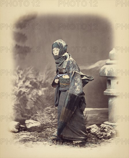 Woman in Winter Dress, about 1868. Creator: Felice Beato.