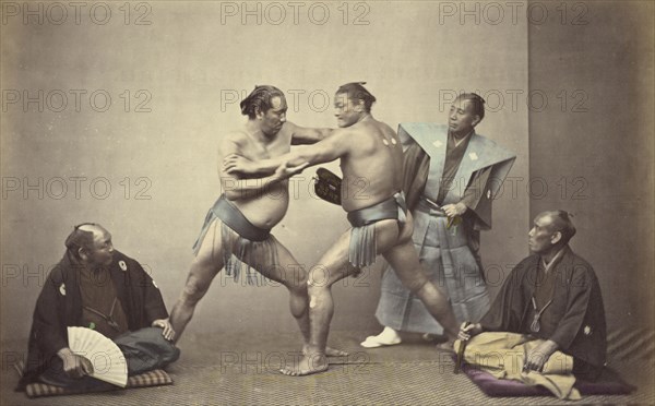 Representatives of Nio, the Japanese Hercules, 1866-1867. Creator: Felice Beato.