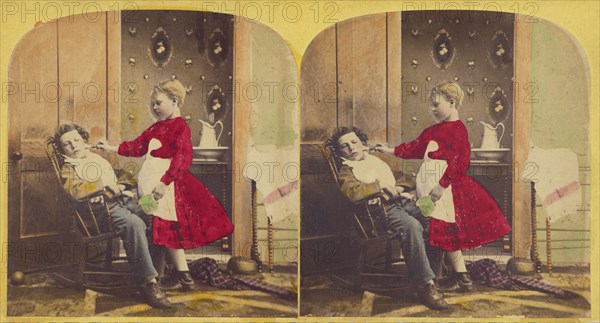 The first shave., about 1875. Creator: F. G. Weller.