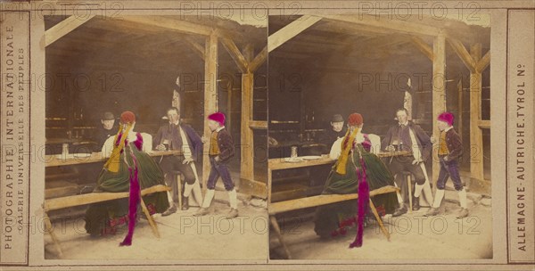 Tavern scene: Allemagne - Autriche - Tyrol, about 1859. Creator: Galerie Universelle des Peuples.