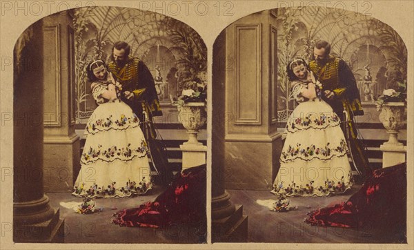 The Attempted Kiss, about 1857. Creators: London Stereoscopic & Photographic Co, Joseph John Elliott.