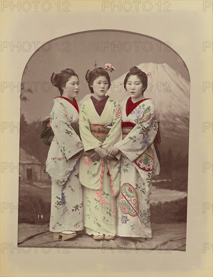 Three Girls, 1870s-1890s. Creator: Kusakabe Kimbei.