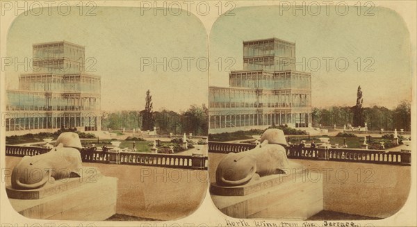 Crystal Palace - The North Wing From The Terrace, 1850s. Creator: London Stereoscopic & Photographic Co.