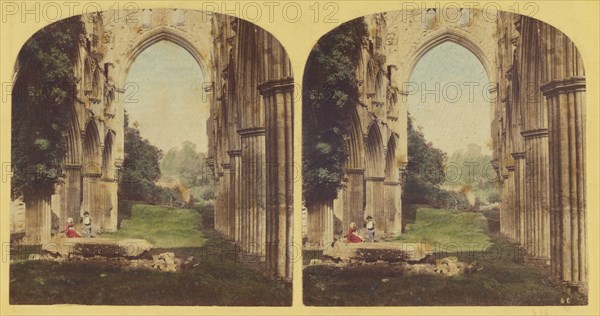 Rievaulx Abbey - interior of Choir, looking north, late 1850s. Creator: Ogle & Edge.