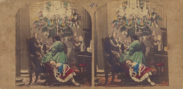 Child's Dream. Pantomime, Ball Room, Christmas Tree. By Phiz., 1855-1860. Creator: Hablot Knight Browne.