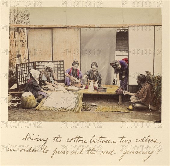 Driving the Cotton Between Two Rollers..., about 1873-1883. Creator: Shinichi Suzuki I.