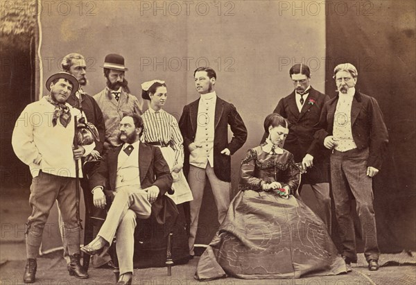 Group Portrait of Caucasian Men and Women, about 1860-1889. Creator: Unknown.