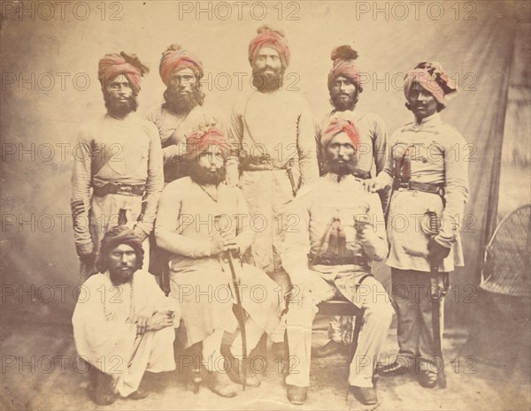 Eight Indian Military Officers, 1858-1869. Creator: Unknown.