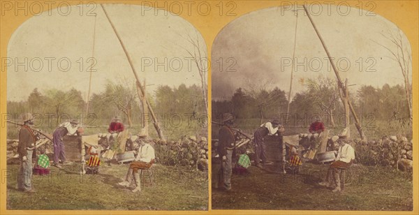 Group of woodsmen near a well, about 1870-1880. Creator: Unknown.