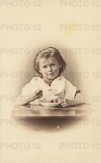 Girl drinking tea, about 1875-1890. Creator: Unknown.