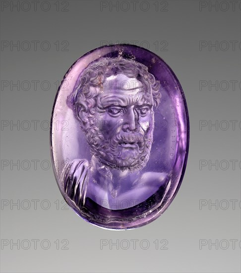 Intaglio with Bust of Demosthenes, about 25 B.C. Creator: Dioskouride.