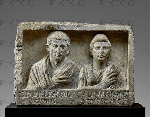 Funerary Relief with Busts of Popillius and Calpurnia, A.D. 1-20. Creator: Unknown.