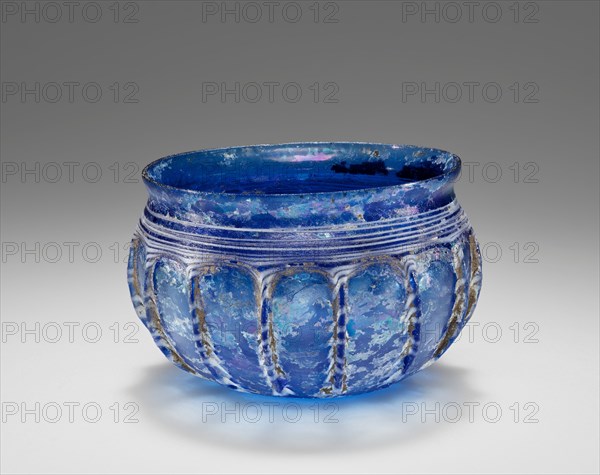 Blue Ribbed Bowl (Rippenschale) with White Trails, second half of 1st century B.C. Creator: Unknown.